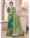 Green Heavy Embroidered Silk Wedding Saree