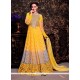 Exquisite Yellow Net And Brasso Anarkali Suit