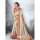 Light Beige Moss Heavy Border Embroidered Party Wear Saree