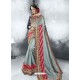 Grey Georgette Heavy Border Embroidered Party Wear Saree