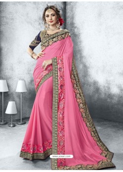 Buy Grey Georgette Heavy Border Embroidered Party Wear Saree