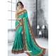 Aqua Mint Georgette Heavy Border Embroidered Party Wear Saree