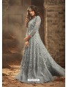 Grey Net Heavy Embroidered Designer Anarkali Suit