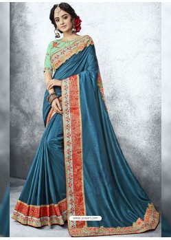 Georgette Embroidered Grey Party Wear Saree with Blouse - SR24015