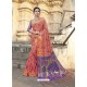 Peach Chanderi Silk Jacquard Zari Worked Designer Saree