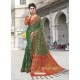 Dark Green Chanderi Silk Jacquard Zari Worked Designer Saree