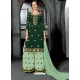 Dark Green Faux Georgette Heavy Stone Embroidered Designer Palazzo Suit