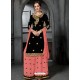 Black And Peach Faux Georgette Heavy Stone Embroidered Designer Palazzo Suit