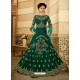 Dark Green Royal Silk Heavy Embroidered Gown Style Anarkali Suit