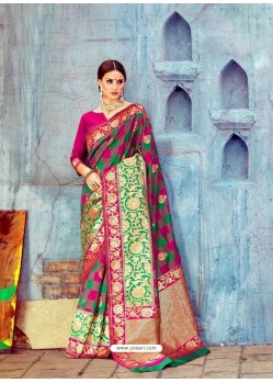 Multi Colour Banarasi Silk Jaquard Work Designer Saree