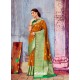 Mustard And Green Banarasi Silk Jaquard Work Designer Saree