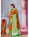 Mustard And Green Banarasi Silk Jaquard Work Designer Saree