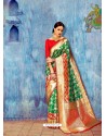 Dark Green Banarasi Silk Jaquard Work Designer Saree