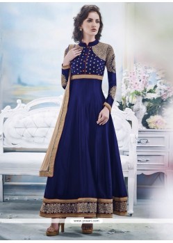 Pretty Blue Embroidery Work Anarkali Suit