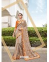 Taupe Two Tone Art Silk Heavy Embroidered Designer Saree