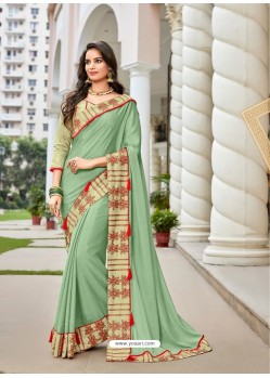 Green Two Tone Art Silk Heavy Embroidered Designer Saree