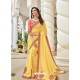 Yellow Two Tone Art Silk Heavy Embroidered Designer Saree