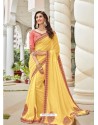 Yellow Two Tone Art Silk Heavy Embroidered Designer Saree