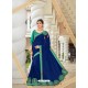 Navy Blue Two Tone Art Silk Heavy Embroidered Designer Saree