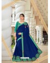 Navy Blue Two Tone Art Silk Heavy Embroidered Designer Saree