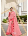 Light Pink Two Tone Art Silk Heavy Embroidered Designer Saree