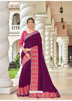 Purple Two Tone Art Silk Heavy Embroidered Designer Saree