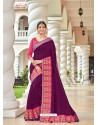 Purple Two Tone Art Silk Heavy Embroidered Designer Saree