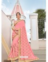 Pink Two Tone Art Silk Heavy Embroidered Designer Saree