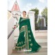 Dark Green Two Tone Art Silk Heavy Embroidered Designer Saree