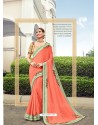 Orange Two Tone Art Silk Heavy Embroidered Designer Saree