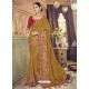 Marigold Silk Heavy Embroidered Designer Saree