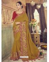 Marigold Silk Heavy Embroidered Designer Saree