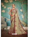 Taupe Embroidered Two Tone Art Silk Saree