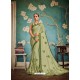 Olive Green Embroidered Two Tone Art Silk Saree