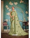 Olive Green Embroidered Two Tone Art Silk Saree