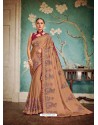 Camel Embroidered Two Tone Art Silk Saree