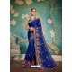 Navy Blue Embroidered Two Tone Art Silk Saree