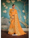 Orange Embroidered Two Tone Art Silk Saree