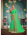 Jade Green Embroidered Two Tone Art Silk Saree