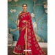 Red Embroidered Two Tone Art Silk Saree