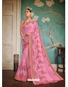 Light Pink Embroidered Two Tone Art Silk Saree