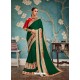 Dark Green Embroidered Two Tone Art Silk Saree