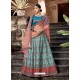 Pretty Sky Blue And Peach Pure Satin Zari Worked Designer Lehenga Choli