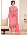 Fab Pink Georgette Straight Salwar Suit