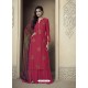 Red Upada Silk Thread Embroidered Palazzo Suit