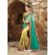 Jade Green And Yellow Georgette Embroidered Designer Wedding Saree