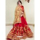 Red And Beige Georgette Embroidered Designer Wedding Saree