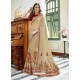 Beige Chinon Embroidered Party Wear Saree