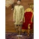 Sea Green And Gold Art Banarasi Silk Indo Western Embroidered Designer Sherwani