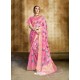 Hot Pink Nylon Organza Silk Designer Saree